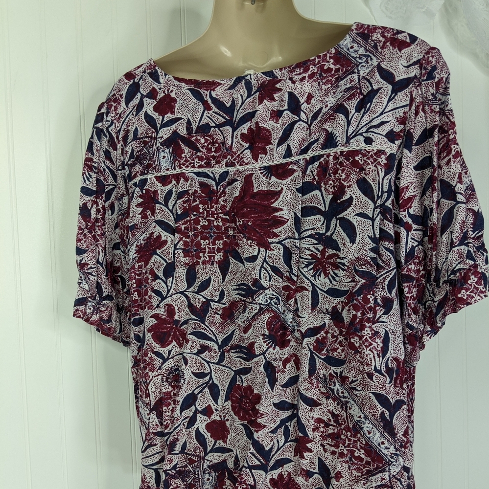 LUCKY BRAND Gauzy Floral Top Sz L - Picture 10 of 13